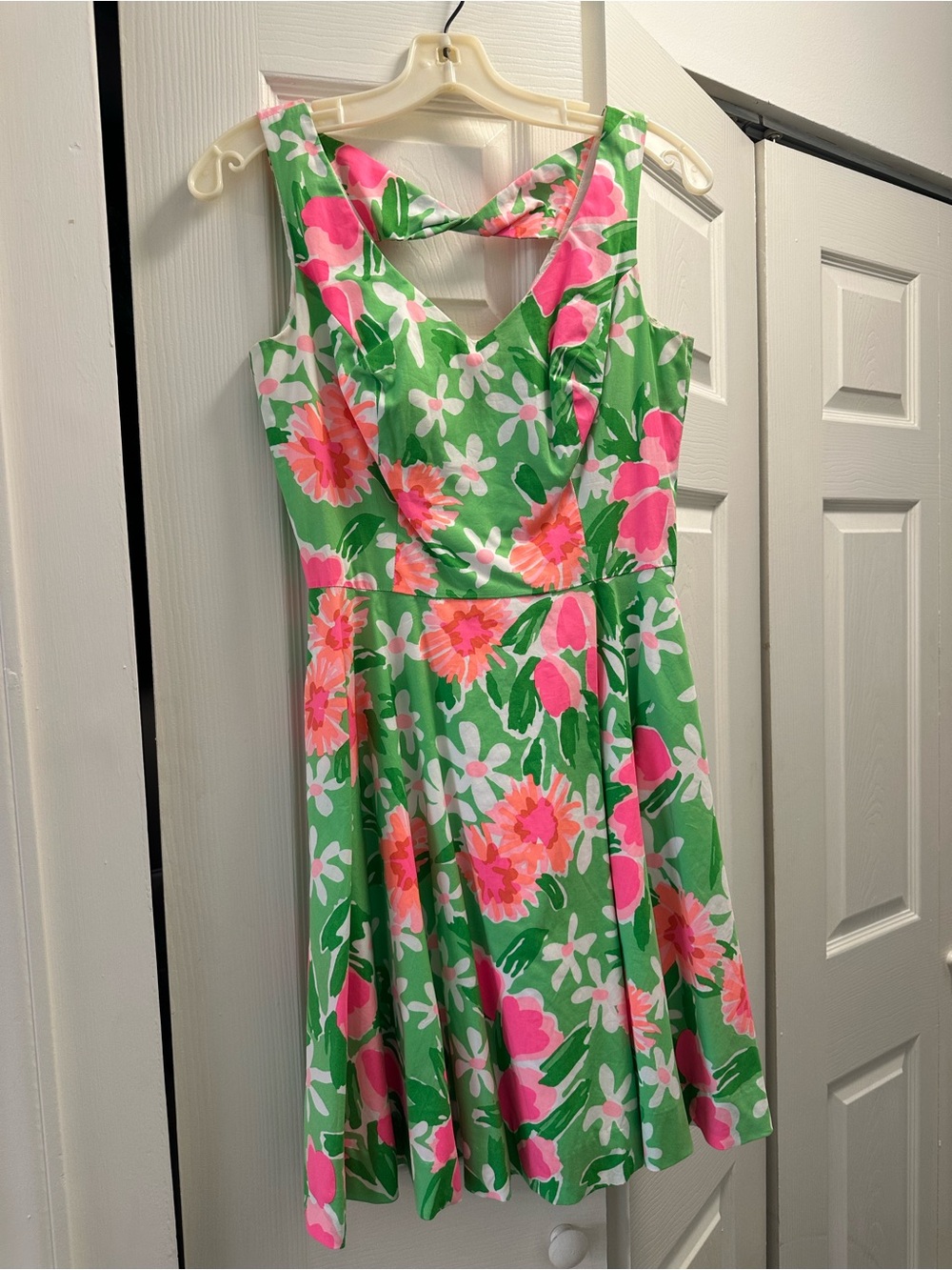 Lilly Pulitzer Green Dress with Pink & White Floral Print